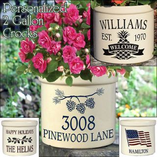 WHITEHALL PERSONALIZED 2 GAL CROCK STONEWARE 7 STYLES 4 IMPRINT COLORS