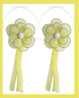 DAISY flower GLITTER holder curtain YELLOW TIEBACKS tie backs 2