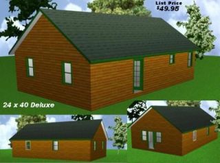 24x40 Deluxe Cabin Plans Package, Blueprints, Material List