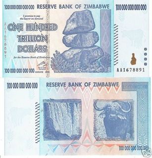 100 Trillion Dollars Banknote Note Africa Bill Money World Currency