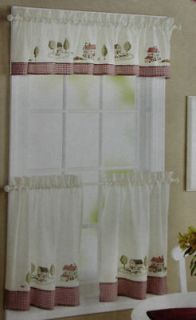 COUNTRY COTTAGE 24Rod Window CURTAINS 2 Tiers PANELS&Valance Kitchen