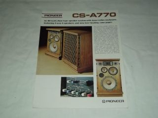 Pioneer CS A770 Speaker System Original Catalog / Brochure XRare