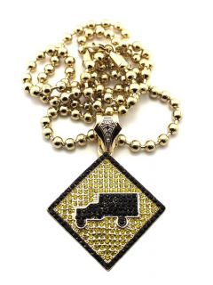 ICED OUT LIL WAYNE TRUKFIT HIP HOP PENDANT 6mm/36 BALL CHAIN NECKLACE