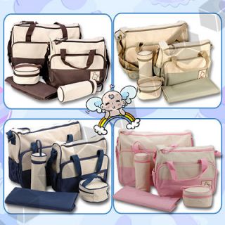 5pcs Cute Baby Nappy Changing Diaper Bags Large Size High Quality Set