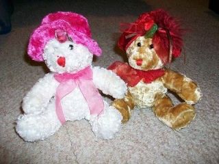 Lot 2 Plush Dan Dee Collectors Choice Girl Teddy Bears Pink Red Hat
