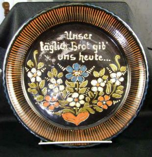 German Folk Art Pottery Our Daily Bread Motto Plate