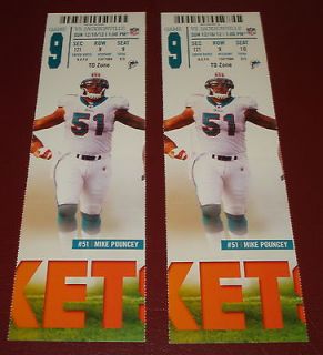 MIKE POUNCEY (2) Complete Unused Tickets DOLPHINS vs JAGUARS 12/16/12