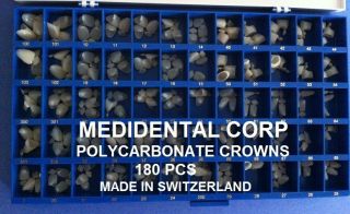 Polycarbonate Temporary Crowns Box Complete Kit 180 pcs 3 OF EACH
