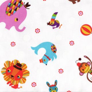 RETRO Rainbow Zoo Funky Quilting FABRIC FQ Quilt Cotton ELEPHANT