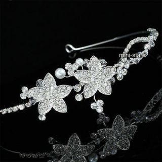 Bridal Wedding Side Headpiece Flower Tiara use Swarovski Crystal