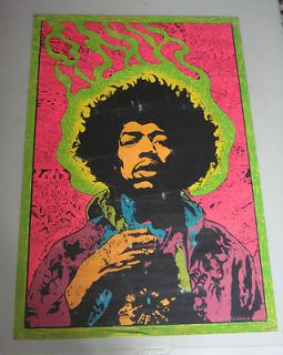 Vintage Black Light Poster Jimi Hendrix Psychedelic Joe Roberts The