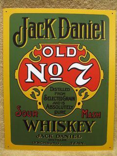 Jack Daniels Tin Metal Sign Green Label Whiskey Bar