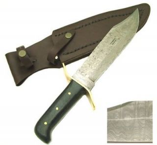 Damascus Steel Handmade Hunting Knife w/ Leather Case