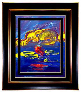 PETER MAX Original signed PAINTING on CANVAS WITHOUT BORDERS ART OCEAN