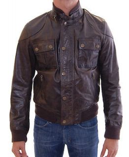NWT $1950 BELSTAFF Let Bomber Leather Jacket Man Blackbrown s. L