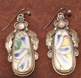 Native American, Navajo Hand Made Sterling Dangle Earrings Signed