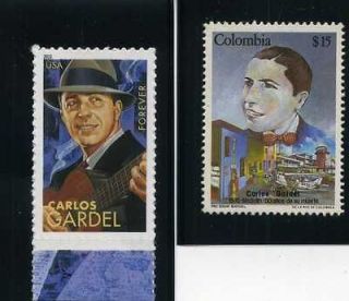 CARLOS GARDEL [FAMOUS MUSIC TANGS] STAMPS COLOMBIA U.S.A. MNH