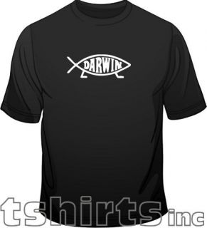 Darwin Fish Logo Science Evolutionist Mens T Shirts Free Post U.K