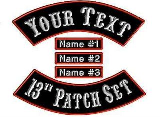 Piece Custom Embroidered Rocker Name Patch Set Motorcycle Biker 13