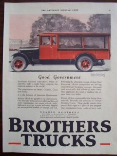 1925 Graham Brothers Standard Screen Canopy Truck Advertisement