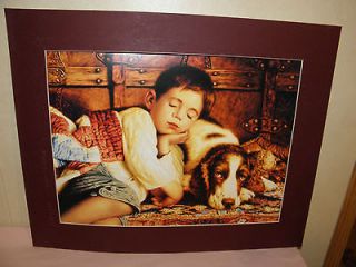 Boy and Dog Mat Print Worn Out by Jim Daly