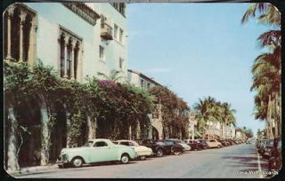 PALM BEACH FL North Avenue 1950s Vintage Cars Postcard