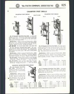 1928 ad Champion Goodell Pratt Post Bench Drills Lever Feed