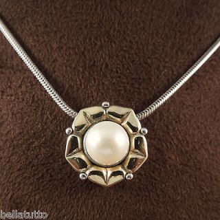 LAGOS STERLING SILVER & 18K GOLD MUSE PEARL PENDANT ON 16 STERLING