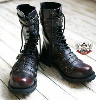 SALE (IN STOCK) Gothic Punk Motorcycle Engineer Boot Zig Strap