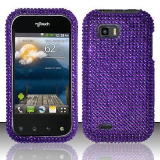 For LG Eclypse C800G Purple Full Diamond Bling Snap on Hard Case