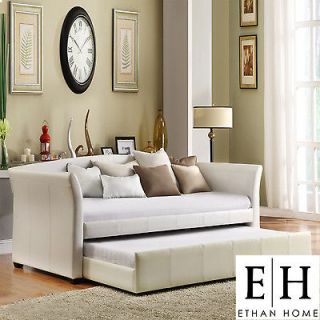Deco White Vinyl Daybed with T   Deco White Vinyl Daybed with Trundle
