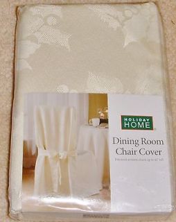 Holiday Home Dining Room Chair Cover Off White Christmas Themed up to
