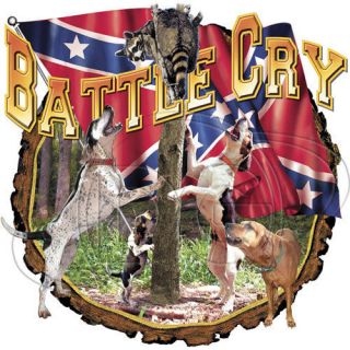 Dixie Tshirt Battle Cry Coon Hound Raccoon Hunting Southern Rebel