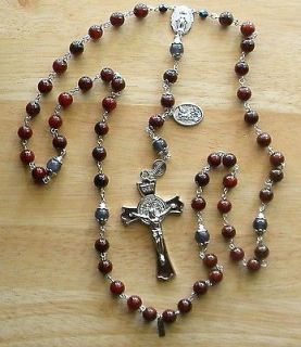 Rosary Dragons Vein Tourmaline St,Benedict Silver Sterling HMH Case