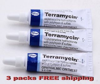 3X TERRAMYCIN Pet Eye by Pfizer Ointment for Cats Dogs Horses 3.5 gram