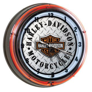 Harley Davidso n® Diamond Plate Neon Clock