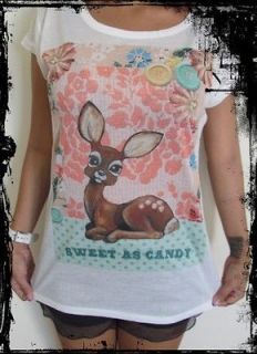 Ladies Sweet As Candy T Shirt*** Deer Zoo Animal Bambi