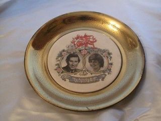 Commemorative Plate in Brass Surround Charles & Diana Wedding 1981