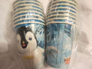 NEW 8 HAPPY FEET PENGUIN PAPER CUPS PARTY SUPPLIES 9 oz