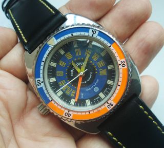 Time Depth Electronic Huge Deep Diving Divers Watch w/ Orange Hand