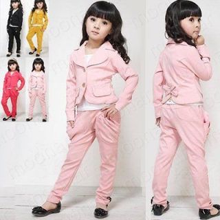 Sweat Girl Toodler Button Suits Sets Outfits Coat Long Sleeve Pant