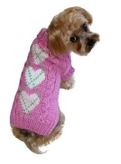 Dog Clothes Sweater Pink Heart Argyle XXS THRU XL chihuahua yorkie pet