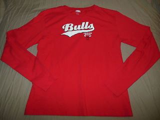NBA Chicago Bulls Red Long Sleeve Crewneck Graphic T Shirt Womens