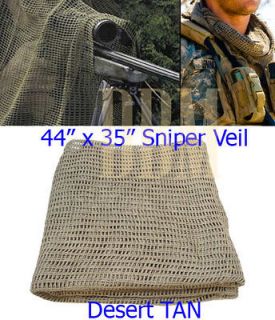 Sniper Veil Scarf Net Face Veil Blinds Camoflage Cover Desert Tan FREE