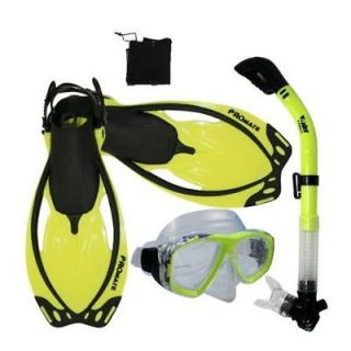 Snorkeling Mask, Dry Snorkel, Fins, Bag Dive Gear Set