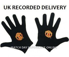 Manchester United FC Gloves Unisex Black Crest Gift