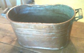 Vintage Decorative Copper Canning Boiler   Kettle   Planter  Wood Box