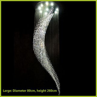 Modern Wave Crystal Pendant Light Ceiling Lamp Rain Drop Chandelier