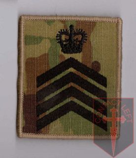 Drum Major Black on Multicam / MTP Velcro Rank Badge Patch ( Infantry