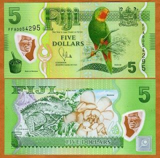 FIJI, 5 dollars, 2012 (2013), P New, POLYMER, UNC